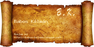 Babos Kálmán névjegykártya